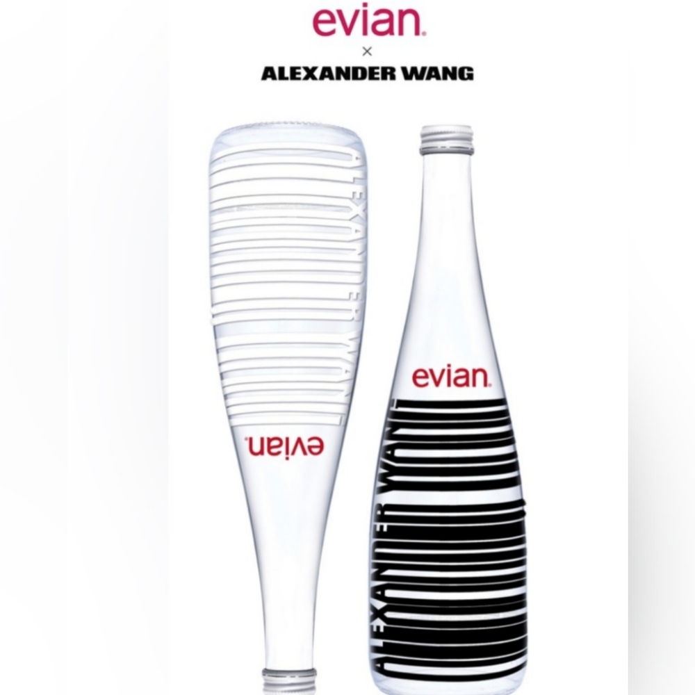 🖤Alexander Wang 2015 designer Evian collectible bottle set of 2 black & white